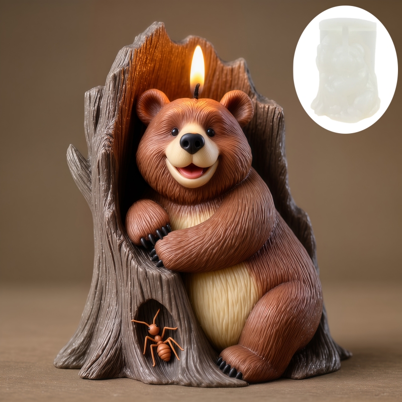 Resin Art Tree - Ant Picking Bear Candle Silicone Mold