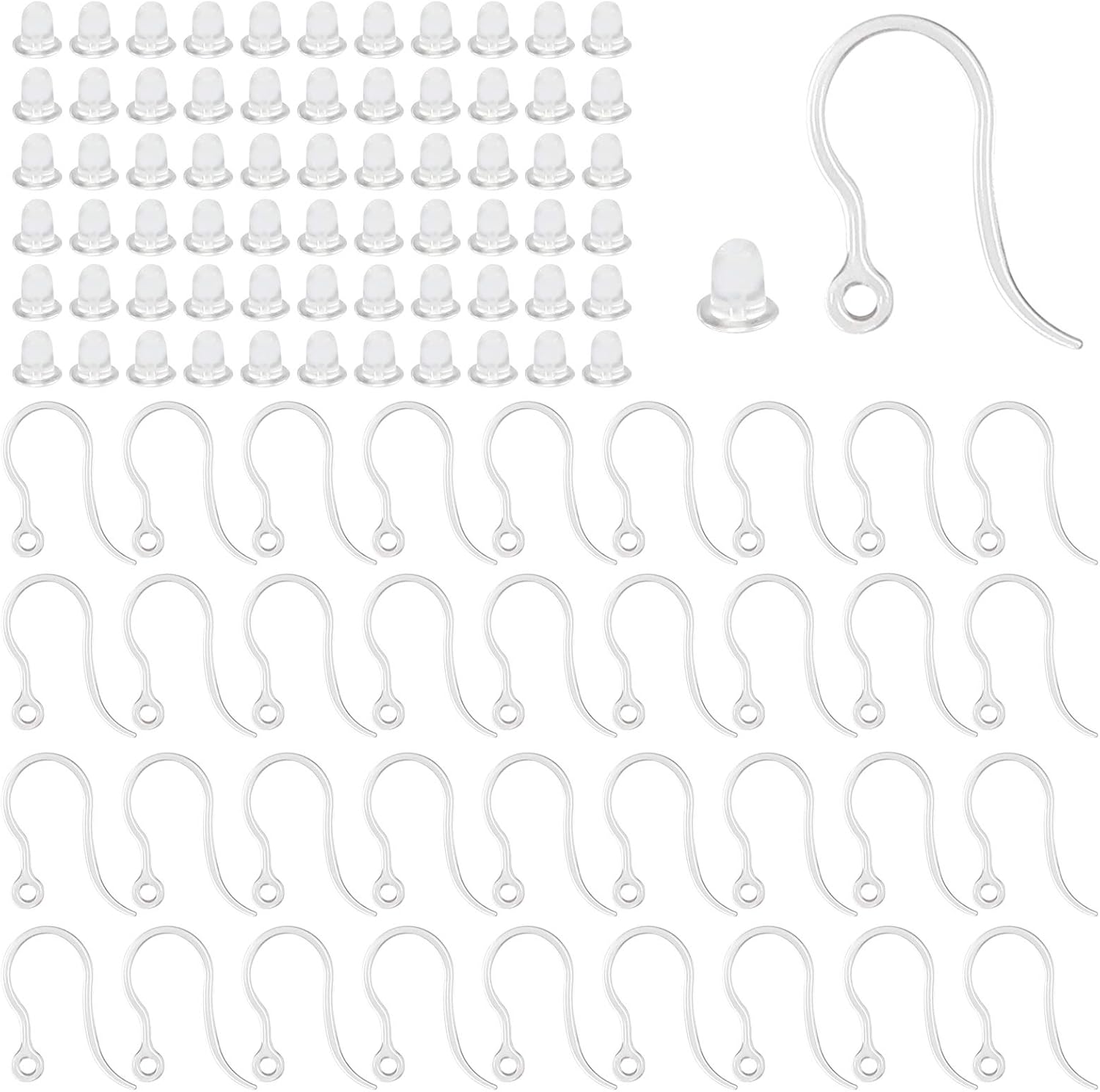 Resin Art Essentials - 40pcs Clear Plastic Earring Hooks Ear