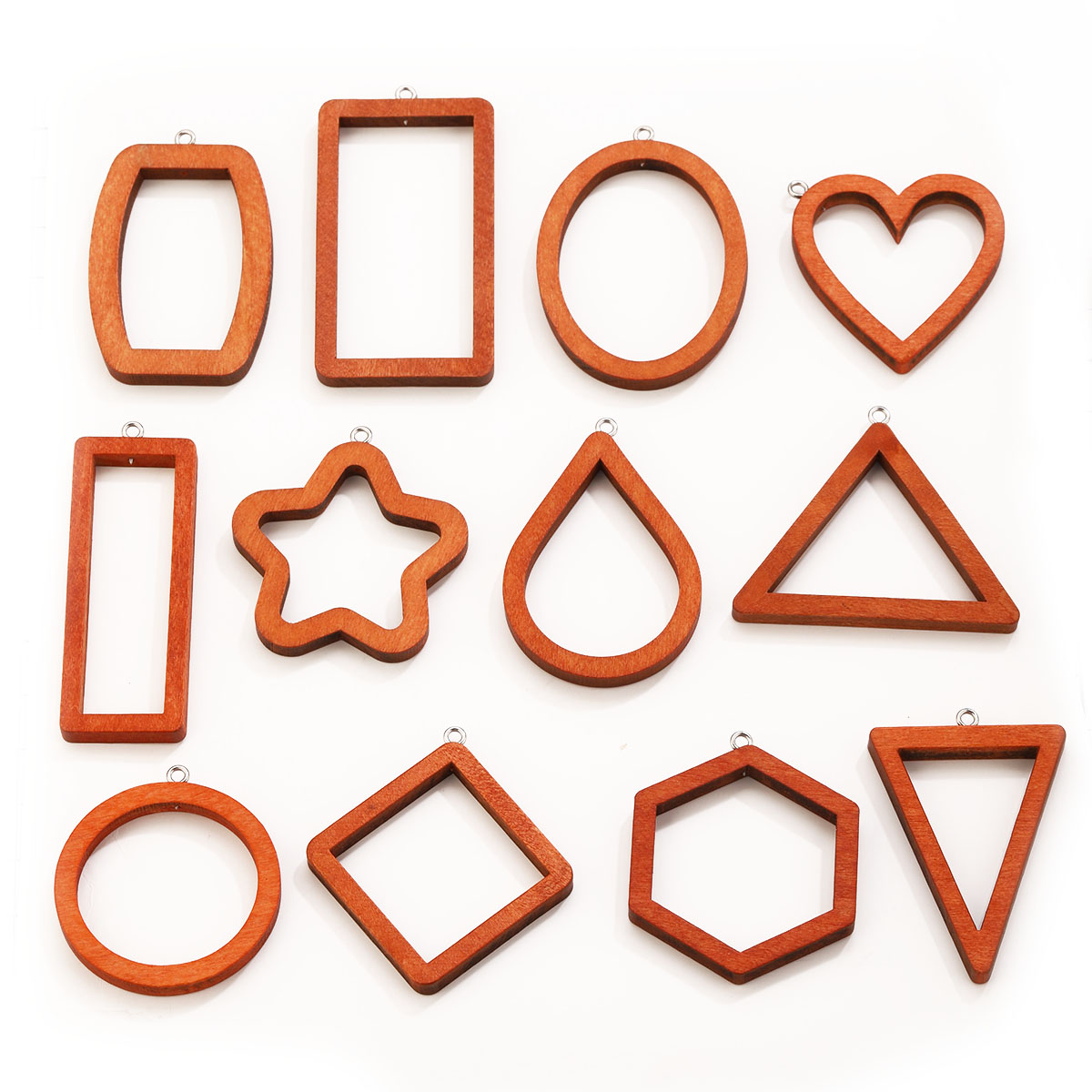 Resin Art Essentials - 10PCS Triangle Rectangle Wood Geometric Charms