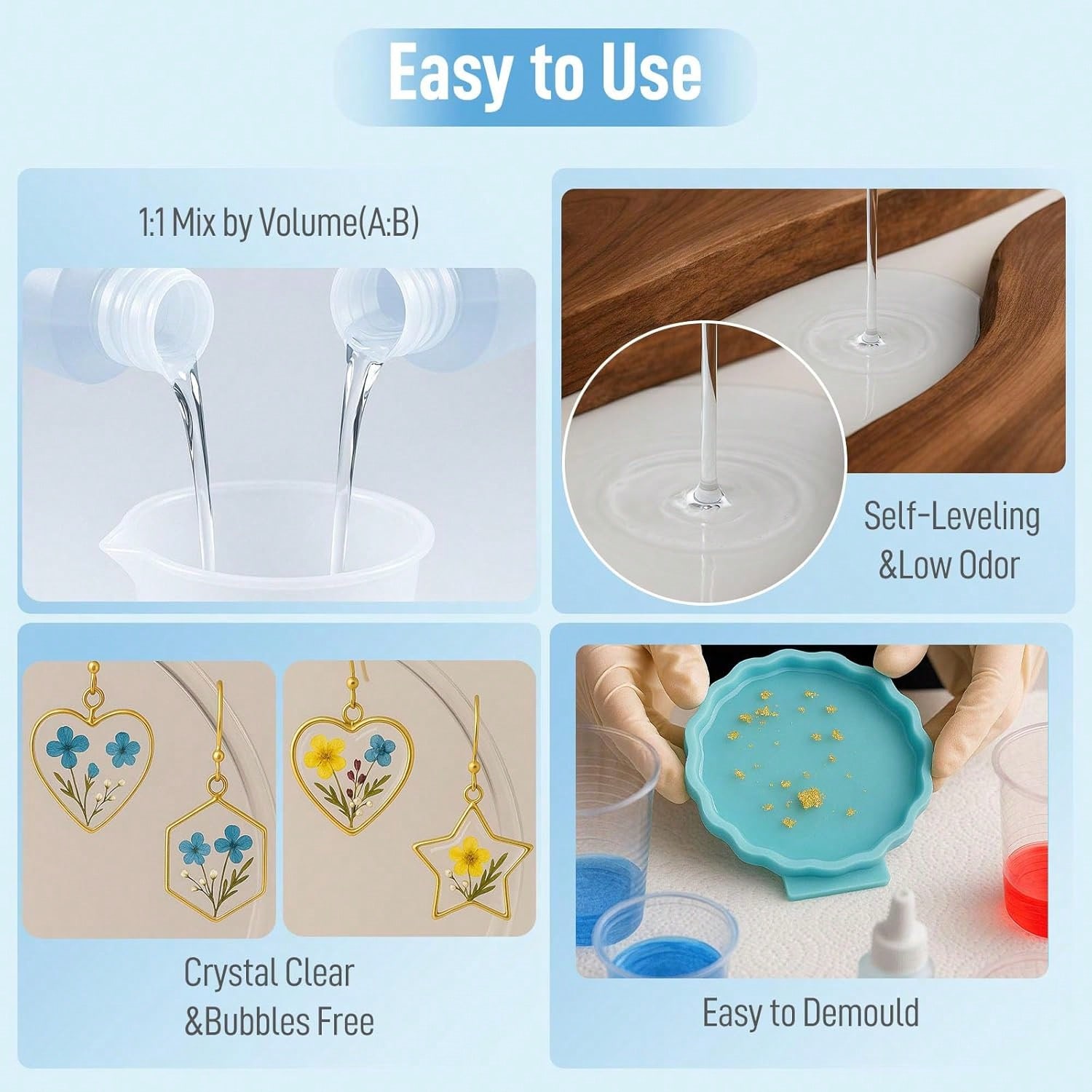 Crystal Clear Epoxy Resin 1:1  - Resin Art Mold 评论和价格