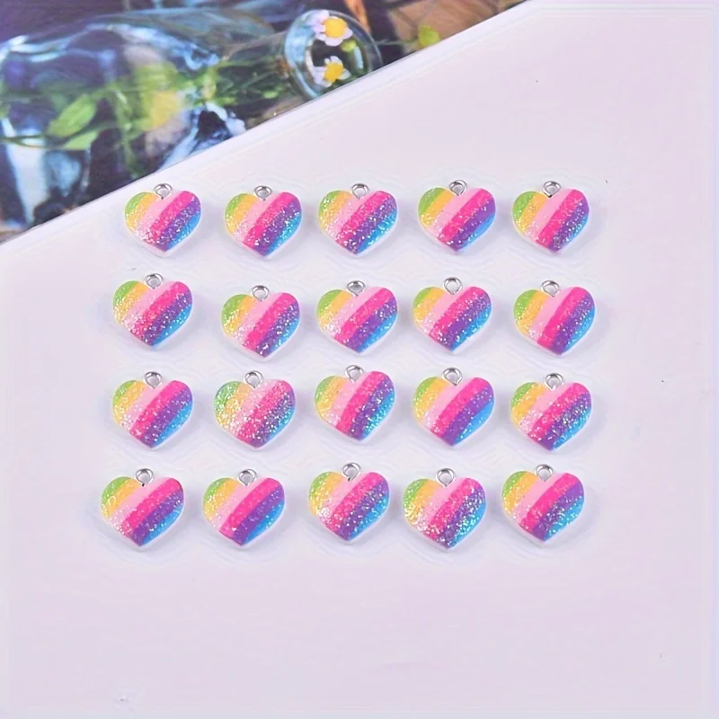 10Pcs Colorful Heart Resin Cha - Resin Art Essentials 评论和价格