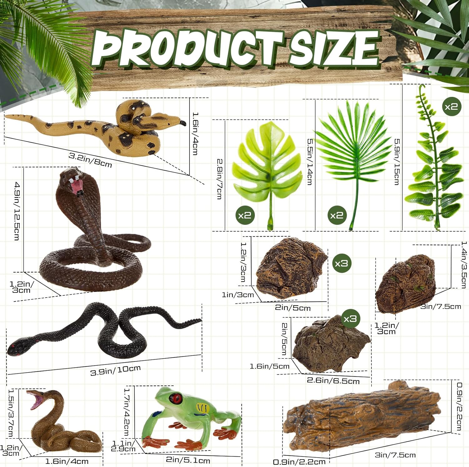 19 Pcs Snake Cake Toppers Deco - Resin Art Tree 评论和价格
