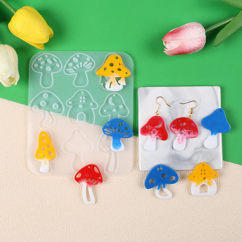 Multi Style Mushrooms Earring  - Resin Art Glue 评论和价格