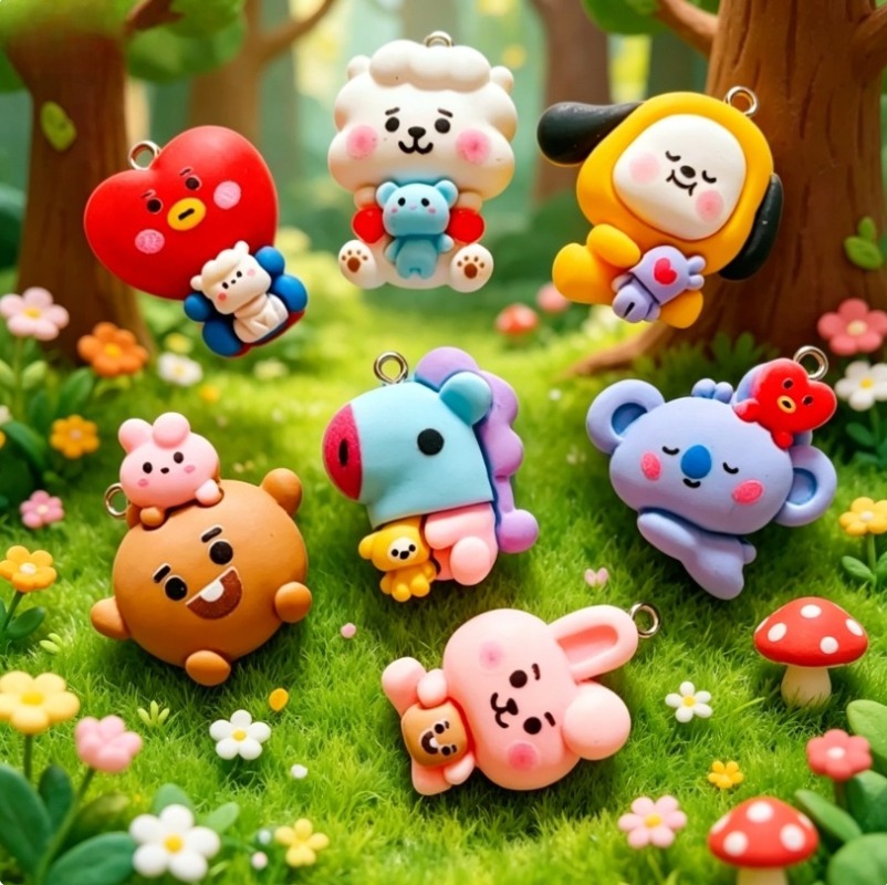 7pcs BT21 Resin Cartoon Charm  - Resin Art Essentials 评论和价格
