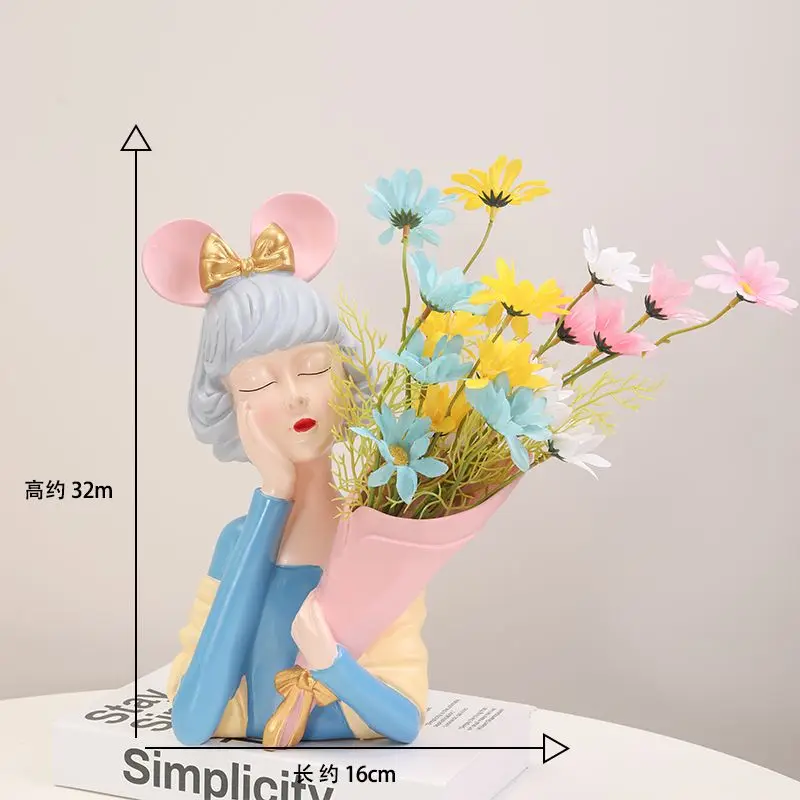 Nordic Flower Girl Art Vase Or - Resin Art Dining Table 评论和价格