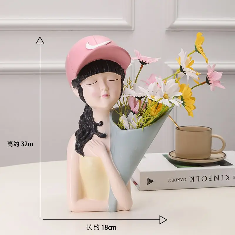 Nordic Flower Girl Art Vase Or - Resin Art Dining Table 评论和价格